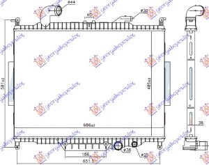 HLADNJAK MOTORA 4.4 TD DIZEL (AUTO) (485x685) (NISSENS)