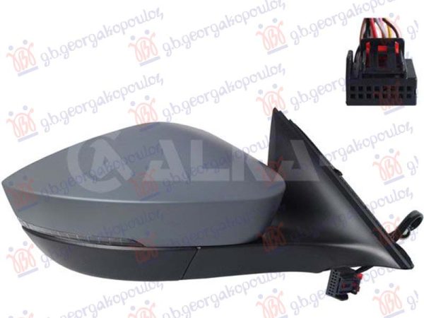 DOOR MIRROR ELECTRICAL HEATED FOLDABLE PRIMED (W/SIDE LAMP) (8 PIN) (CONVEX GLASS)