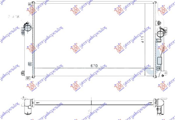 RADIATOR 2.0-2.2 D4D DIESEL MANUAL (670x410x26) (KOYO)