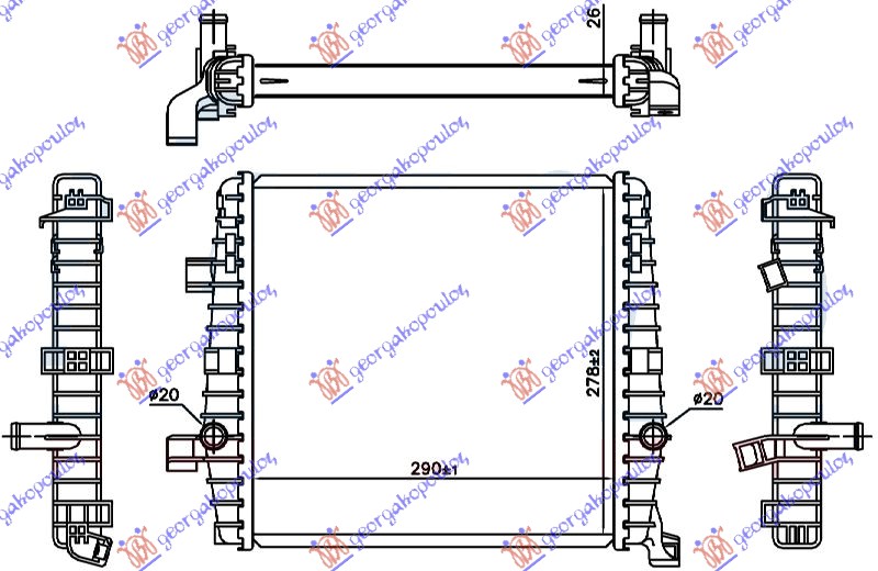 HLADNJAK MOTORA DODATNI 3.0 TSI HIBRID (AUTO) (29x27.8x2.6) DESNO